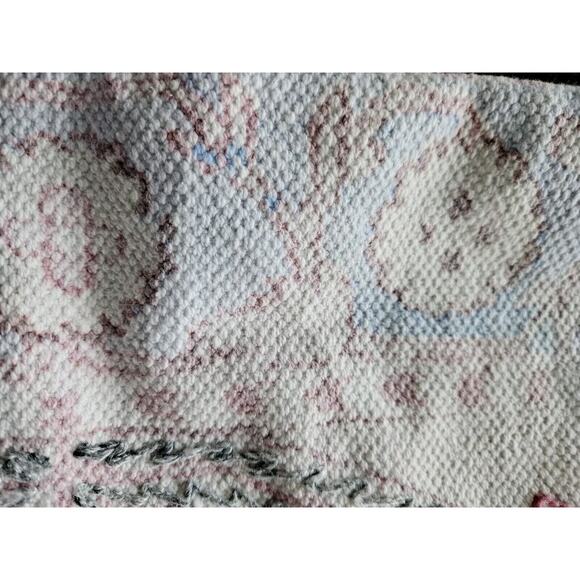 PIER 1 Embroidered Throw Pillow Cover Pink, Purple, Needlpoint Floral 18" CUTE - Picture 4 of 9